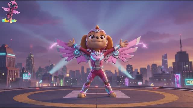 Щенячий патруль, Скай, Маршал, Эверест, Гончик, Крепыш и Зума летают на крыльях Сокола смотреть онлайн