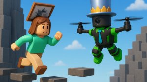 Папа стал КВАДРОКОПТЕРОМ а подруга НИЧЕГО НЕ ВИДИТ! Обби на двоих в РОБЛОКС!