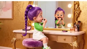 Малышка Руми впервые делает макияж.