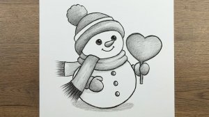 Как нарисовать Милого Снеговика шаг за шагом Простые рисунки Карандашом