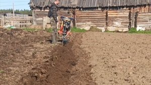 Мотоблок 🚜 Ока 
пашет плугом