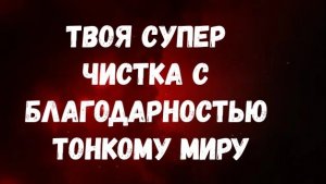 ТВОЁ ОЧИЩЕНИЕ С БЛАГОДАРНОСТЬЮ ВСЕМУ ПОТУСТОРОННЕМУ МИРУ