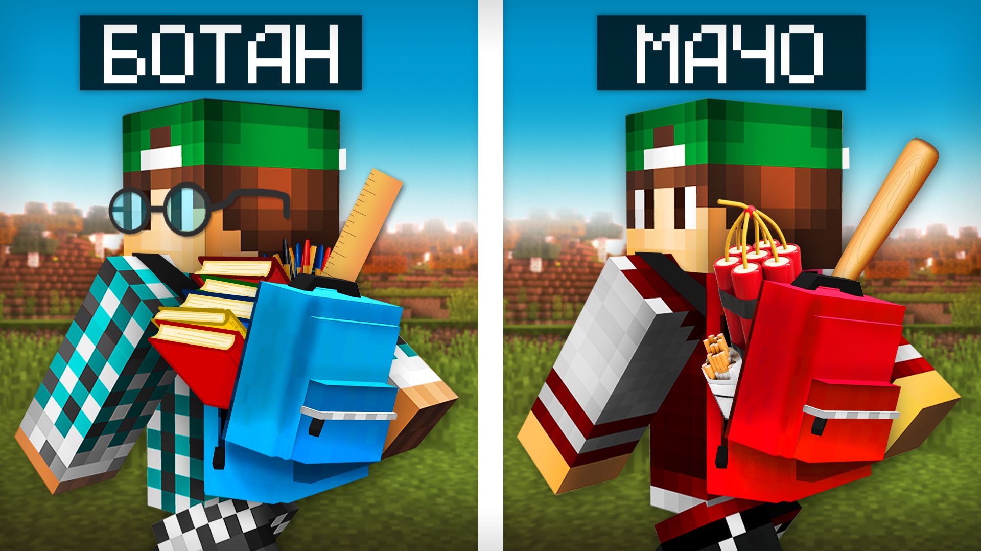 РЮКЗАК МАЧО ПРОТИВ РЮКЗАКА БОТАНА В МАЙНКРАФТ | Риколит Minecraft смотреть онлайн
