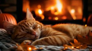 Мурлыкающий кот у тёплого камина 🍂 3 часа, Расслабляющая атмосфера для отдыха