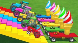 Разноцветные Машинки, Грузовики и самосвалы для Детей! Мультики про Большие Трактора — Катаемся!