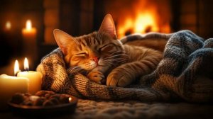 Уютный мурлыкающий кот ASMR 🔥 Звуки камина и мурчание для сна и расслабления