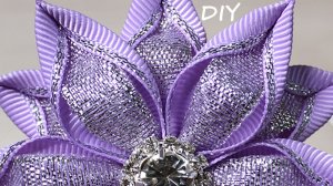 Зимний цветок канзаши. Мастер-класс цветка из лент