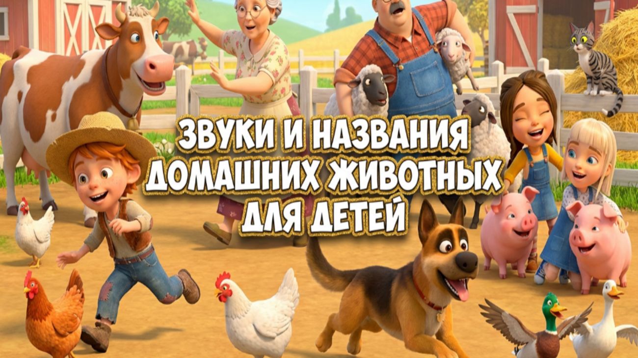 Звуки и названия домашних животных для детей | Ферма, звуки, обучение смотреть онлайн