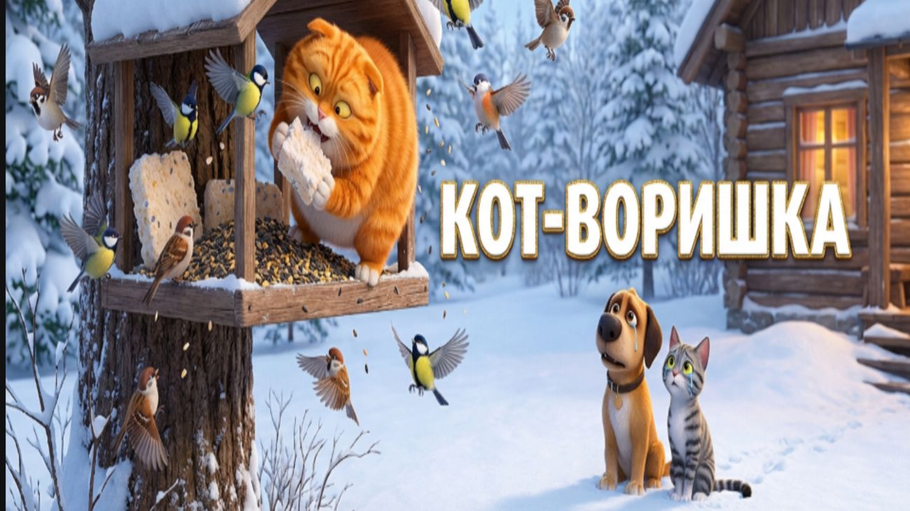 Кормушка для птиц. Кот воришка смотреть онлайн