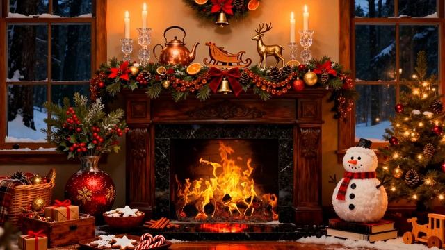 Спокойный Джаз и Тихий Треск Камина. Уютный фон на тихий Зимний Вечер. смотреть онлайн