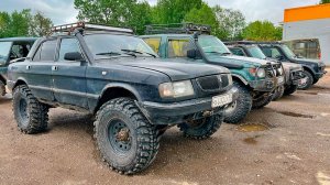 Уазы ОФИГЕЛИ! оффроуд ВОЛГА НЫРЯЕТ в глубокую ЛУЖУ вместе с Геликом и Грузовиком