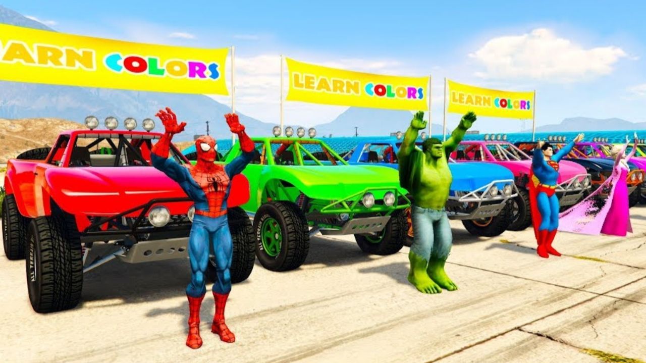 Мультфильмы про машинки. Внедорожные автомобили для Человека-паука и Супергероев. Мультики для детей