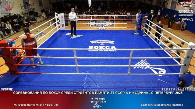 95 финал70 кг Микасева Валерия БГТУ Военмех Волокитина Екатерина Политех