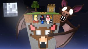 🦇ВЫЖИВАНИЕ НА ЧАНКЕ ЛЕТУЧЕЙ МЫШИ В МАЙНКРАФТ! ШЕДИ ЛЕСКА И НУБИК 99 НОЧЕЙ В ЛЕСУ MINECRAFT