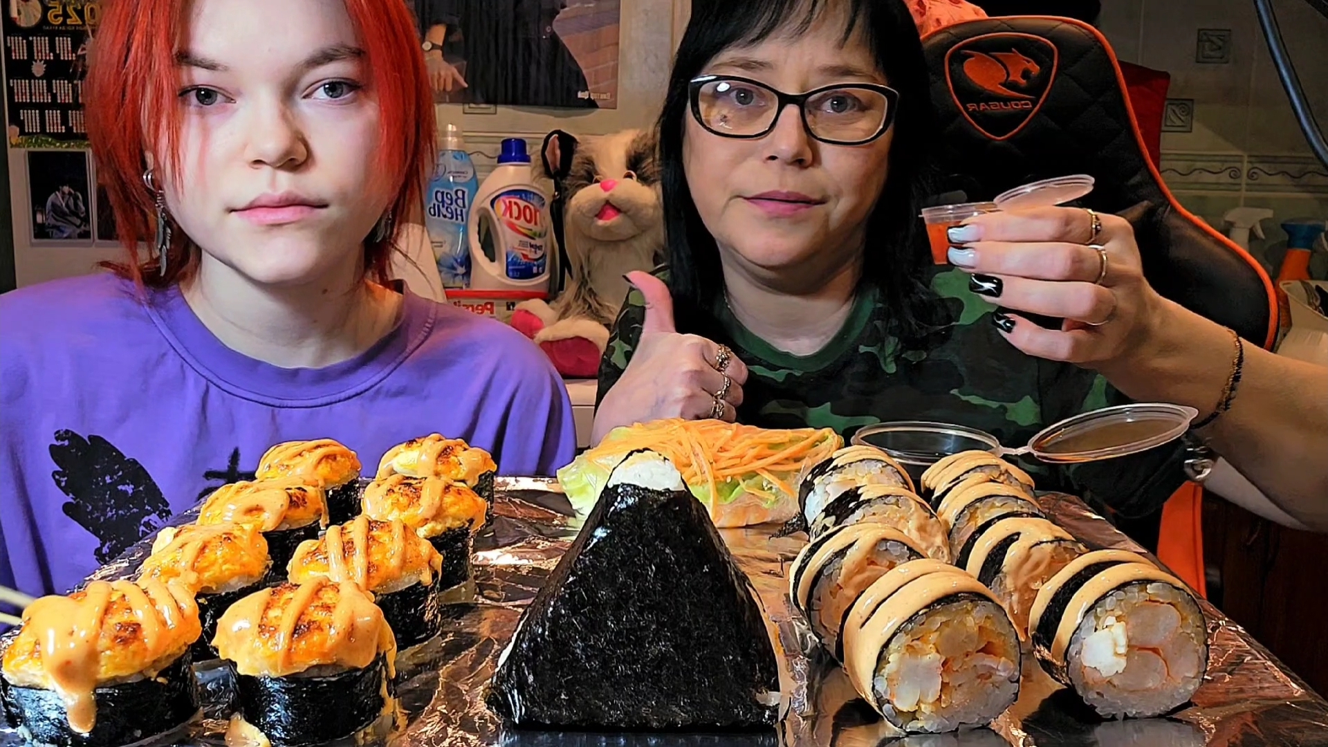 Мукбанг | Роллы,Онигири,Спринг ролл с креветками | Обжор Асмр