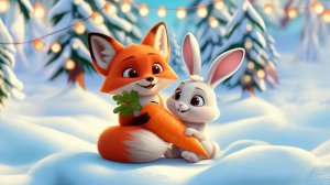 Рыжая лисичка в зимнем лесу 🎶 Добрая детская песенка про Лису. Зимняя сказка. Мультик для детей 0+
