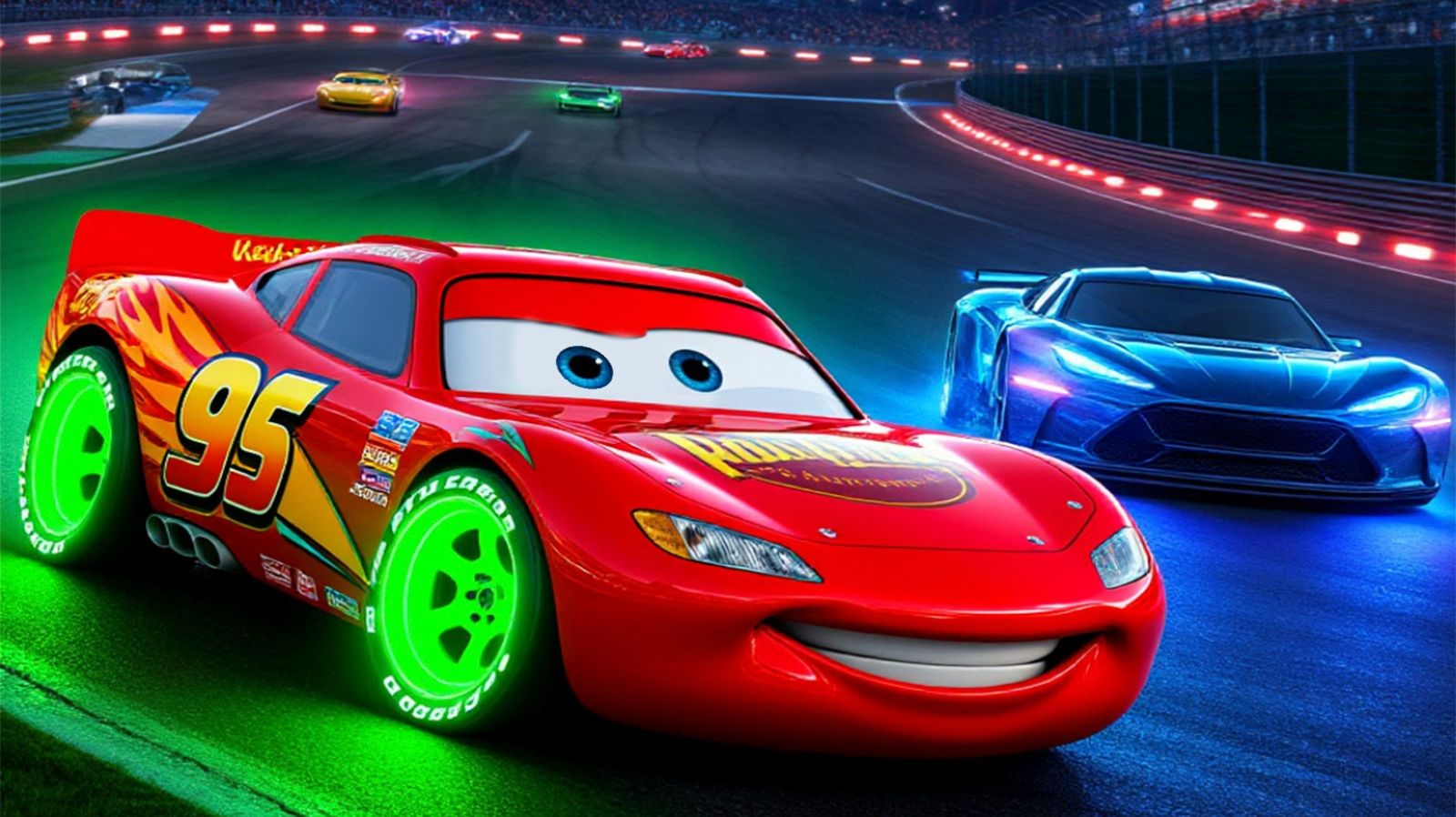 Молния Маквин гонки! Светящиеся машинки CARS 3 | Glow Racers от Pixar Disney. Джексон Шторм. смотреть онлайн