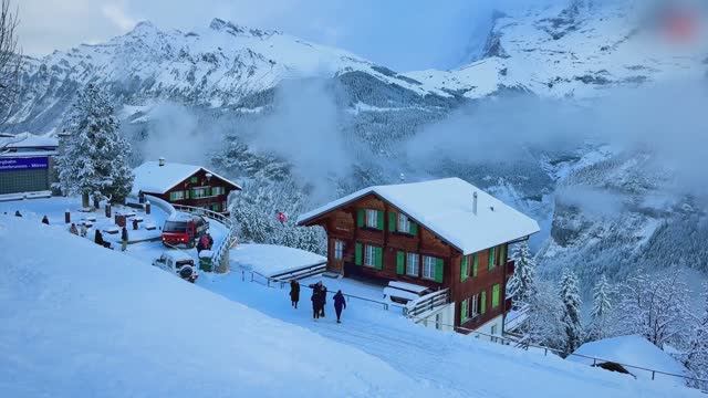 🇨🇭Красивая Заснеженая Горная деревушка в Швейцарии🇨🇭Настоящая Зимняя Страна Чудес Швейцарская До смотреть онлайн