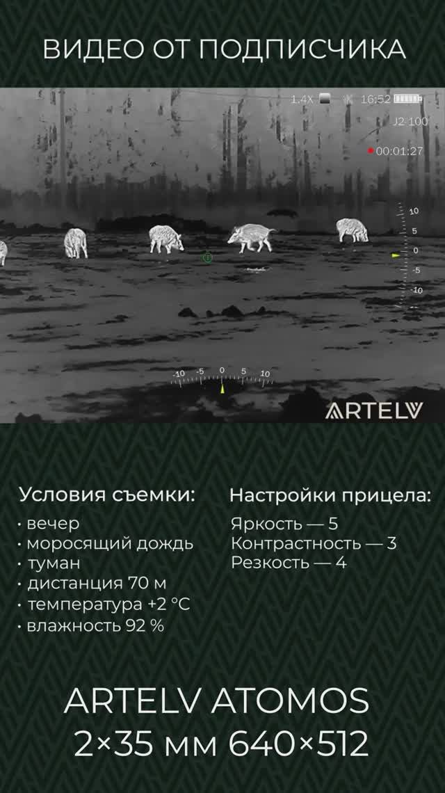 Что показывает тепловизор ATOMOS 2x35мм 640x512 в дождь и туман? смотреть онлайн