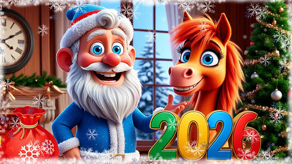 С Новым 2026 годом и Рождеством! Прикольные и Смешные Поздравления С Годом Лошади! смотреть онлайн