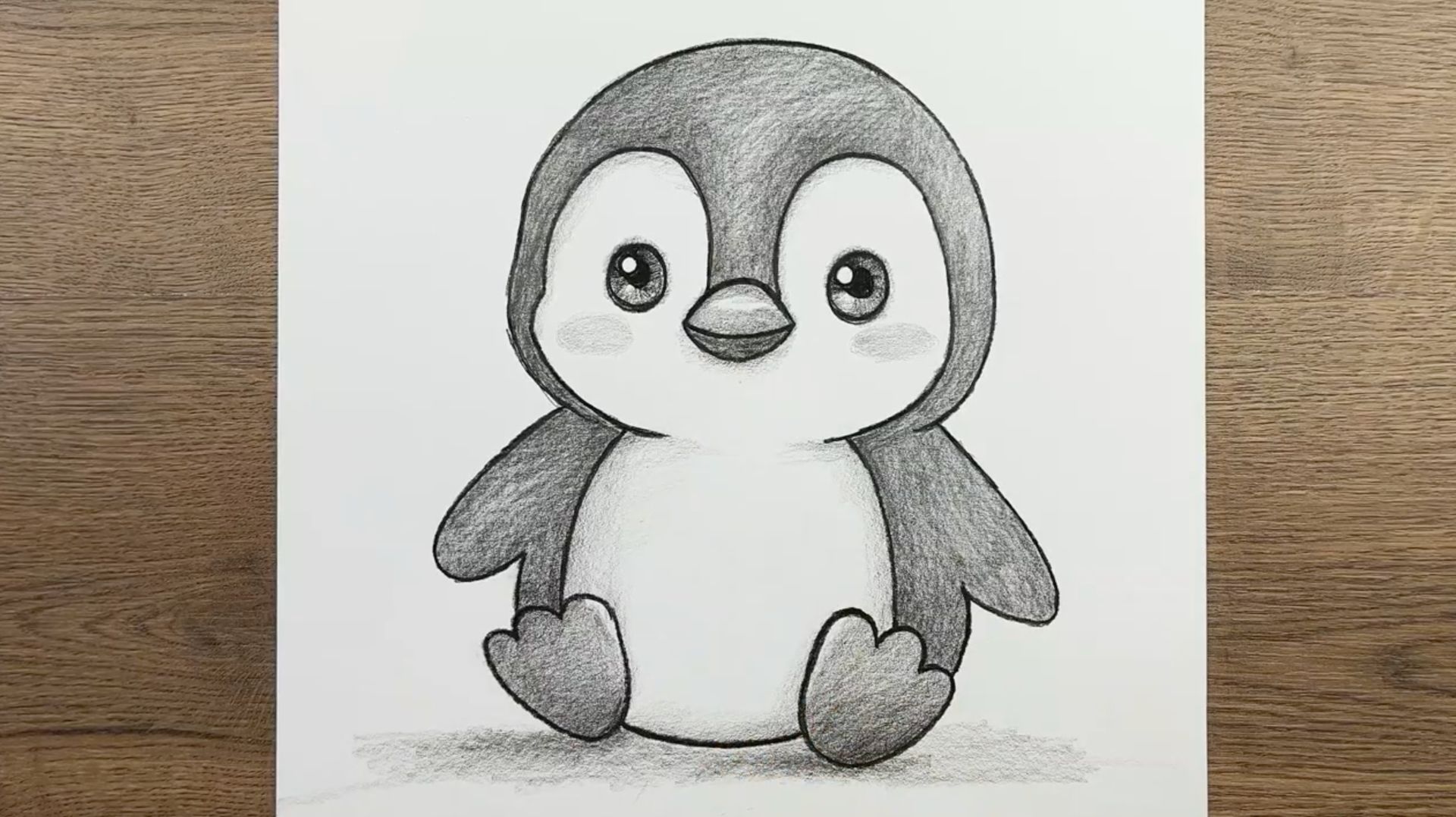 Как нарисовать очень простой рисунок Пингвина карандашом, простое пошаговое руководство смотреть онлайн