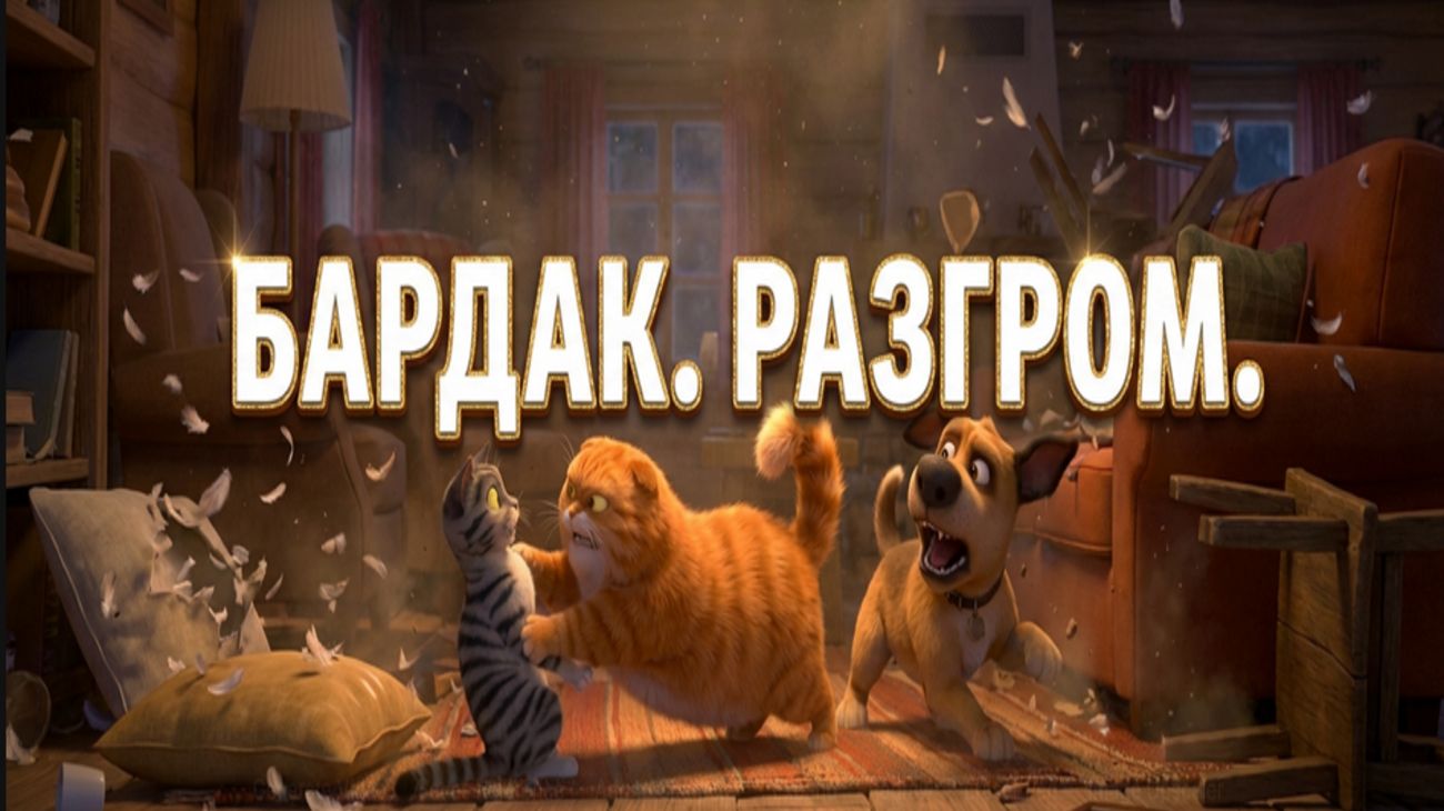 Бардак. Разгром — смешная история о животных, гостях и разбушевавшемся коте Бармалее смотреть онлайн