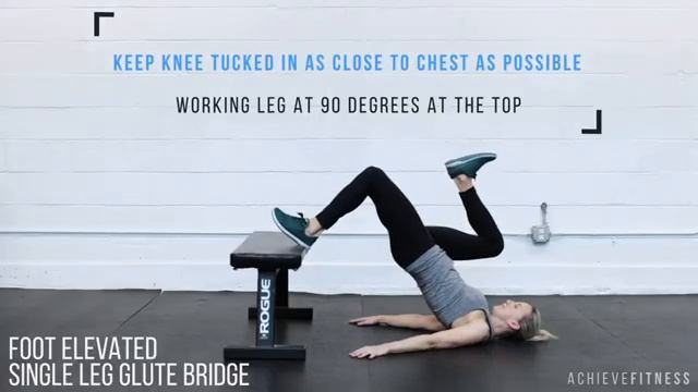 Ягодичный мост 1 ногой, с ногой на возвышении/Foot Elevated Single Leg Glute Bridge смотреть онлайн