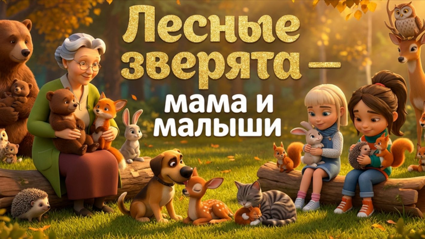 Лесные зверята — мама и малыши 🦊🐻 Нежные сцены любви в лесу смотреть онлайн