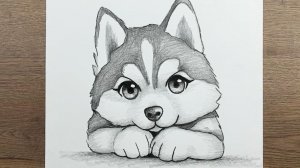 Как нарисовать милого Волка Волчонка поэтапно простым карандашом, простой урок рисования