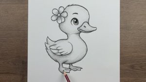 Как нарисовать милую Утку поэтапно с помощью простого карандашного рисунка