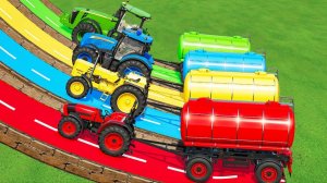 МУЛЬТИКИ ПРО МАШИНКИ ДЛЯ ДЕТЕЙ - ИГРАЕМ В РАЗНОЦВЕТНЫЕ ТРАКТОРА И ГРУЗОВИКИ ДЛЯ ДЕТЕЙ НА ФЕРМЕ