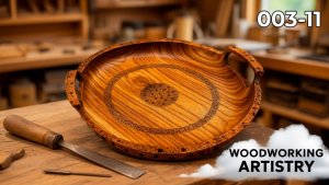 Токарка по дереву для начинающих Поднос из дерева Уроки токарки по дереву №003_11