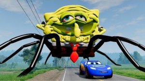 Эпический побег из Молний Маккуина-Пожирателя, Маккуина-Драконожа, Мэтропожирателя_BeamNG.Drive