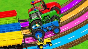 МУЛЬТИКИ ПРО ТРАКТОРА И МАШИНКИ НА ФЕРМЕ ДЛЯ ДЕТЕЙ - ГОНКИ МАЛЕНЬКИХ И БОЛЬШИХ ТРАКТОРОВ С ПРИЦЕПОМ