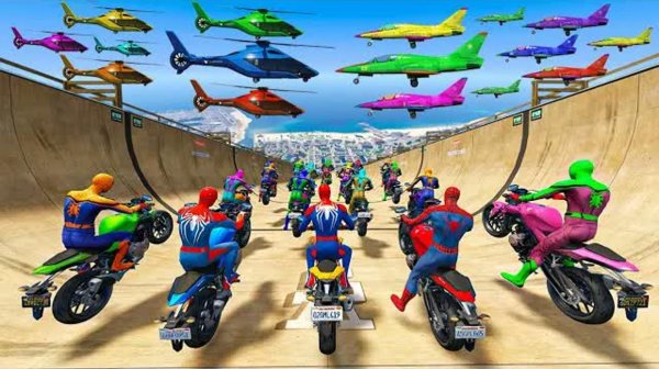 ГОНОЧНАЯ ТРАССА С ПРЕПЯТСТВИЯМИ ДЛЯ СУПЕРГЕРОЕВ 🚗 ЧЕЛОВЕК ПАУК ПРОТИВ БЭТМЕНА И ХАЛКА №55