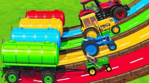 МУЛЬТИКИ ПРО ТРАКТОРА И МАШИНКИ ДЛЯ ДЕТЕЙ, ГОНКИ НА ФЕРМЕ БОЛЬШИХ И МАЛЕНЬКИХ ТРАКТОРОВ С ПРИЦЕПОМ!