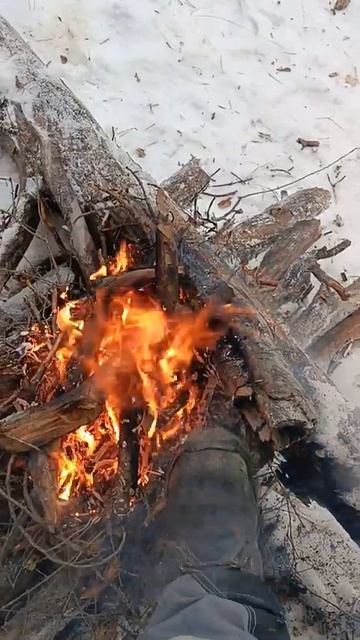 Костёр в лесу возле трассы зимой при - 15 градусах. Выживание. смотреть онлайн