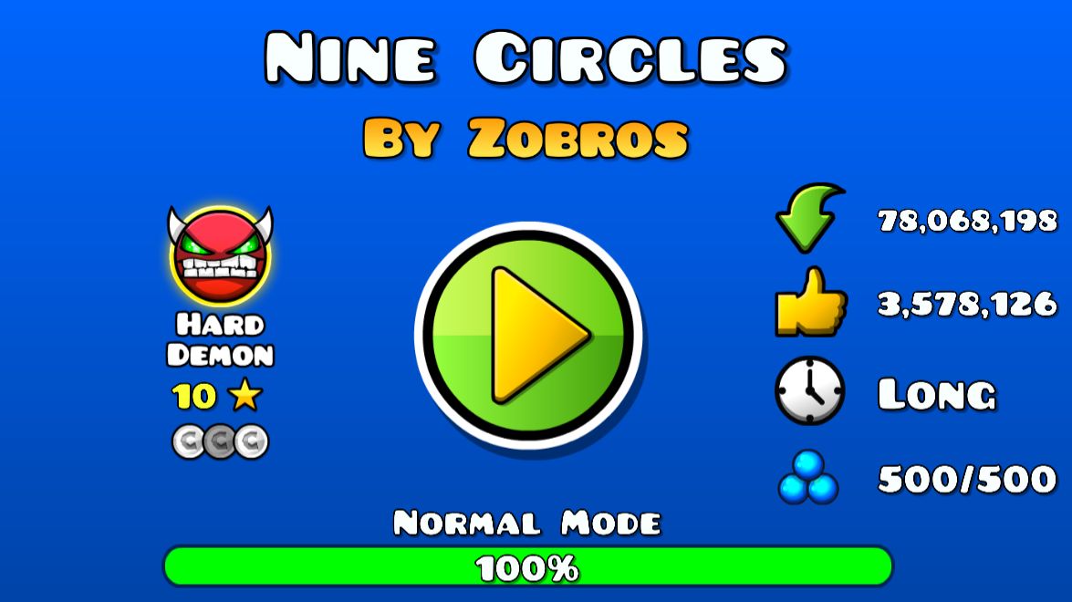 Nine Circles by Zobros | 100% | Geometry Dash смотреть онлайн