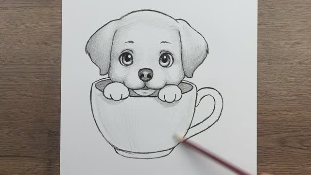 Как легко нарисовать Милую Собаку карандашом — простые идеи рисования для начинающих смотреть онлайн