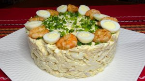 Кальмаровый Салат с необычной заправкой