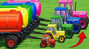 Мультики про Трактора и Машинки Катаемся на Разноцветных Машинках Грузовиках и самосвалах для Детей