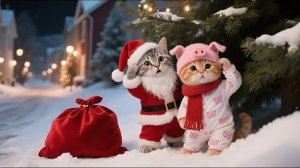 Мультики для детей, котики нарядились в деда мороза и даряд подарки мультфильм/мультики