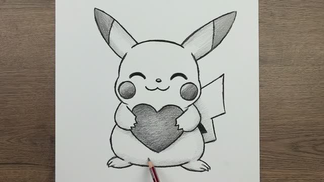 Как нарисовать Пикачу карандашом карандашом шаг за шагом. Очень простое руководство по рисованию смотреть онлайн