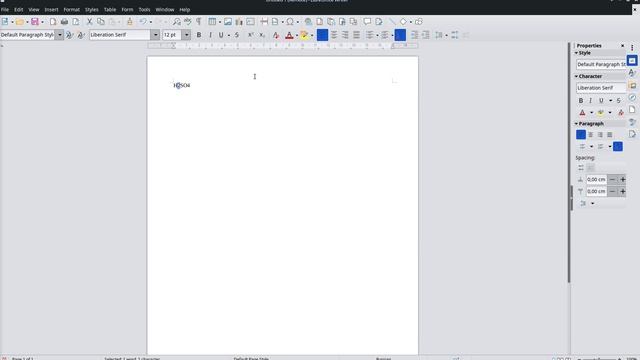 нижний индекс текста в Libre Office.org Writer