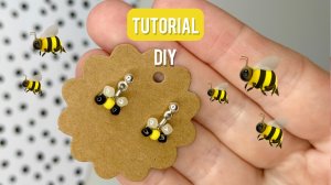 Туториал | Как сделать простые сережки-гвоздики из бисера в виде пчелок 🐝