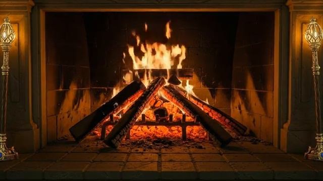 Огонь в камине 4 часа уюта и звуков тепла Relax Fireplace 4K
