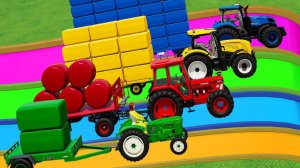 Мультики про БОЛЬШИЕ и Маленькие Трактора! Разноцветные Машинки, Грузовики и Самосвалы для Детей!