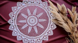Большая ажурная салфетка "Восходящее солнце" крючком. Часть 1
