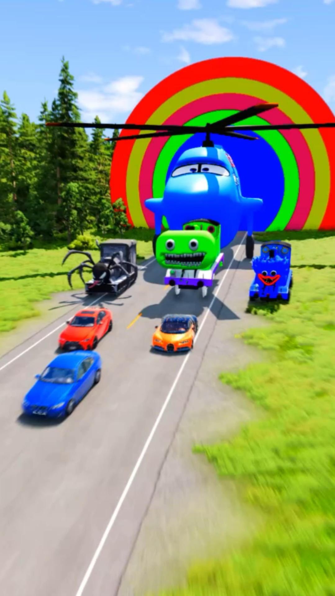 Большой и маленький синий вертолёт против шипов | Beaming drive смотреть онлайн