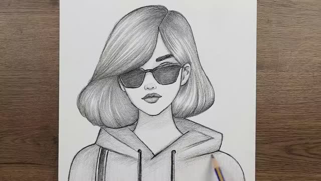 Рисуем красивую девушку в очках. Как нарисовать девушку карандашом поэтапно смотреть онлайн
